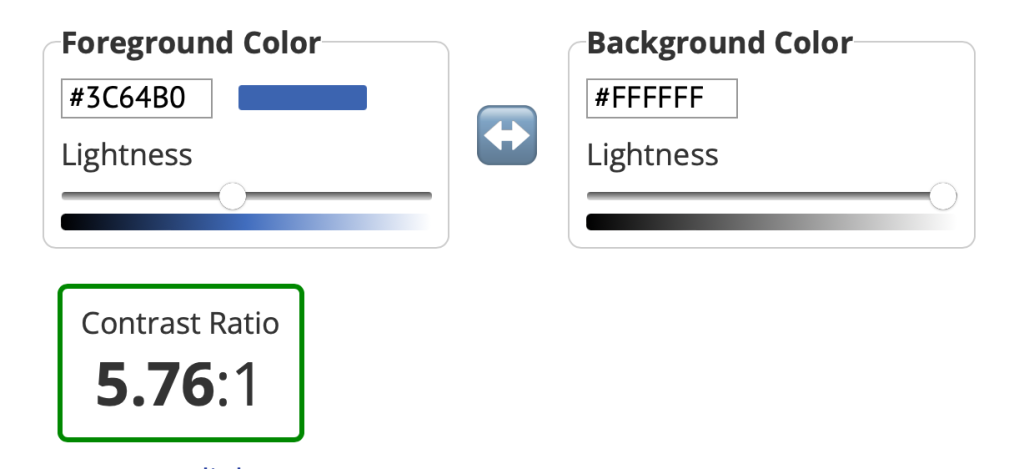 Screenshot of the WebAIM Color Contrast Checker